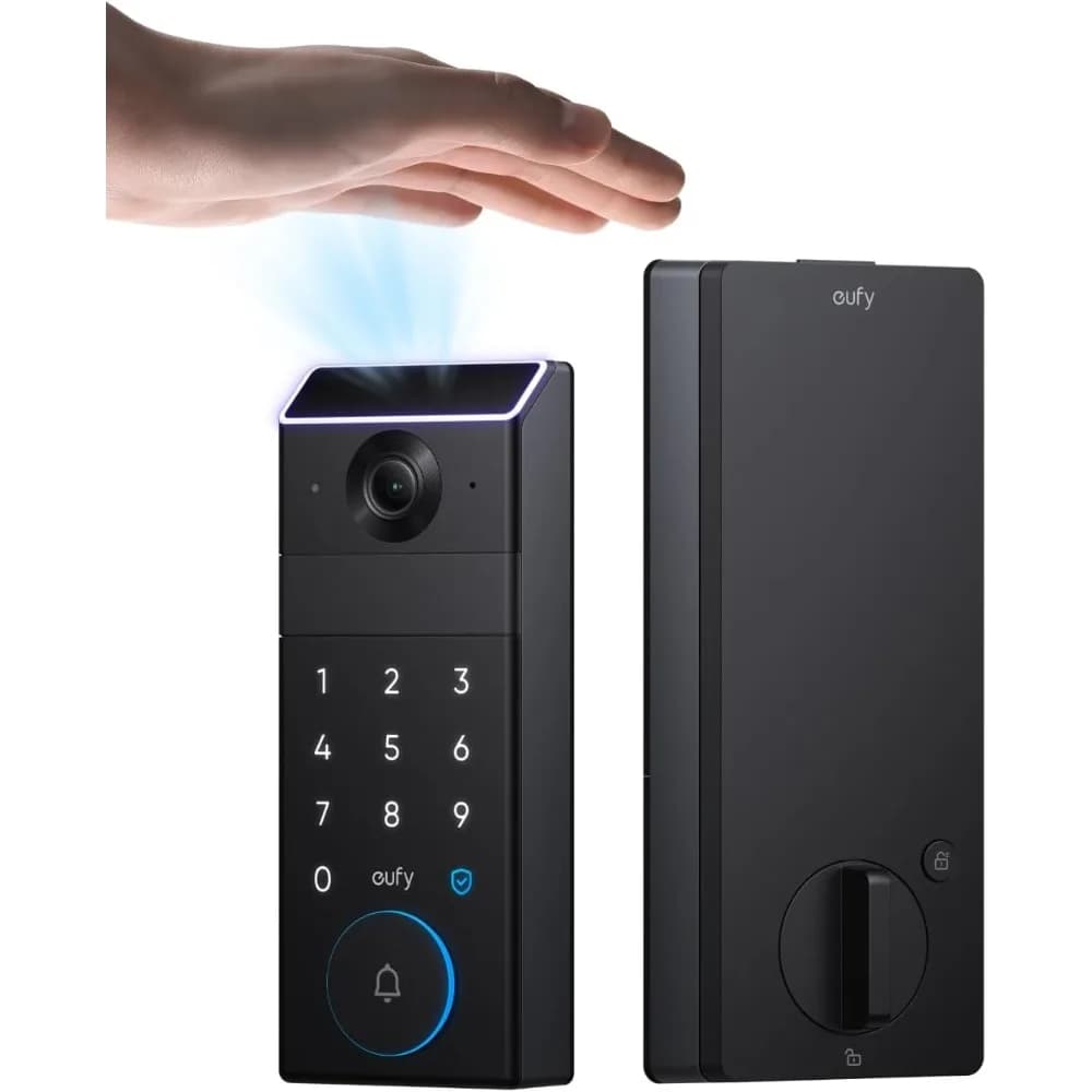 eufy FamiLock S3 Smart Lock con riconoscimento delle vene del palmo - Serratura per porta d'ingresso senza chiave per porta d'ingresso, catenaccio con tastiera Wi-Fi 3 in 1 + 2