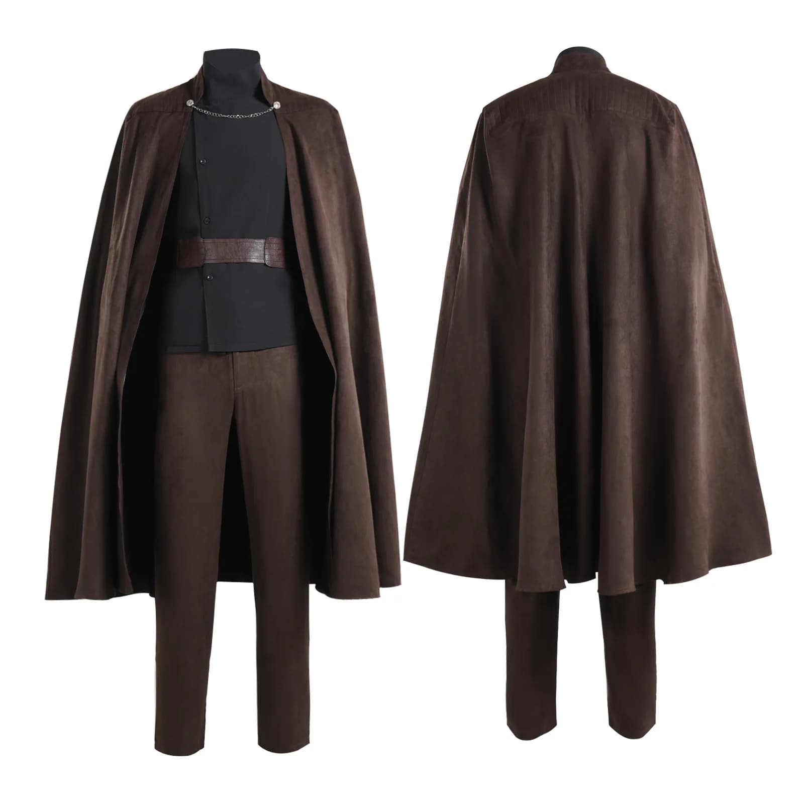 Count Dooku Costume for Adults, Jedi Set with Brown Mantle, Tunica with Belt, Halloween Uniforms for Men