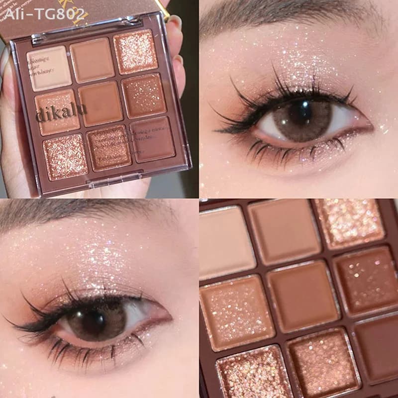 DIKALU Palette di ombretti con glitter al neon da 9 colori Palette di ombretti cosmetici per trucco professionale coreano