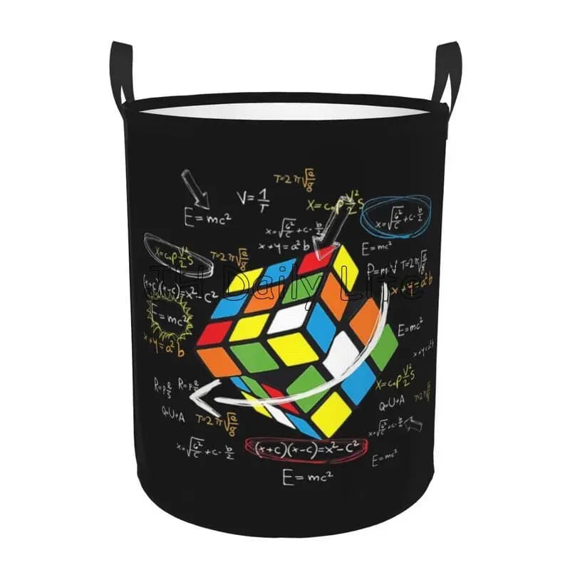 Mathematics Rubiks Rubix Cube Caps Linen basket Foldable Waterproof Clothes Basket Toy Container Large Circular Linen Basket