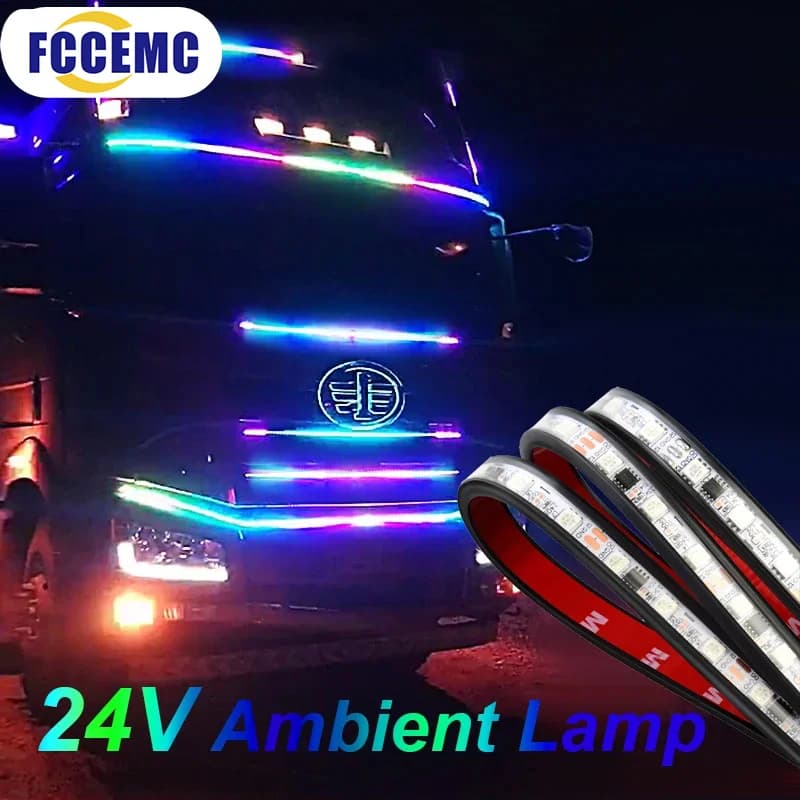 24V camion colorato lampeggiante illuminazione ambientale lampada decorativa a LED luce d'atmosfera guida notturna sicurezza striscia luminosa per auto
