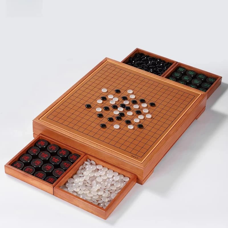 Set da gioco di scacchi e backgammon in agata e giada, tavolo in legno massello due in uno, doppio uso