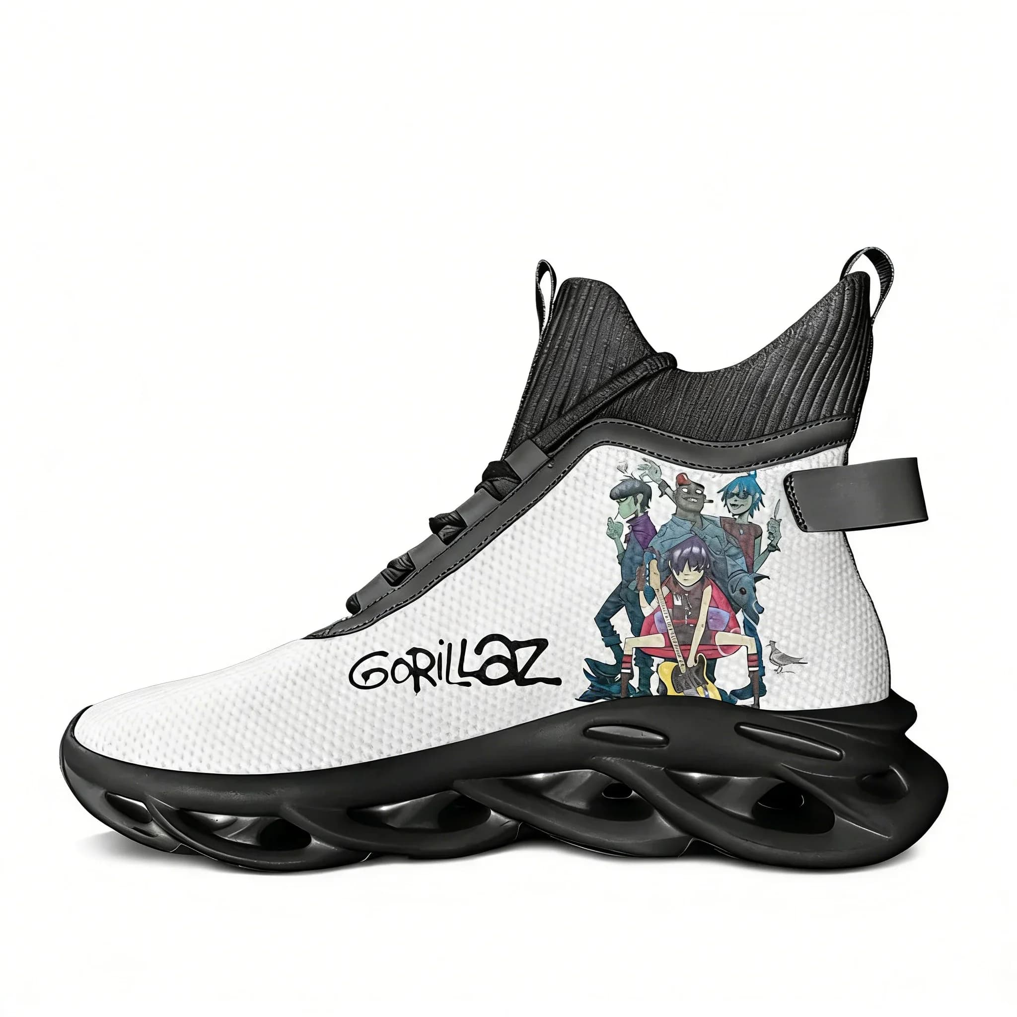 Sneakers Gorillaz Rock Band ChakaKhan High Top Flats per Uomo e Donna, Scarpe Sportive da Corsa, Sneaker con Lacci in Mesh, Calzature Personalizzate