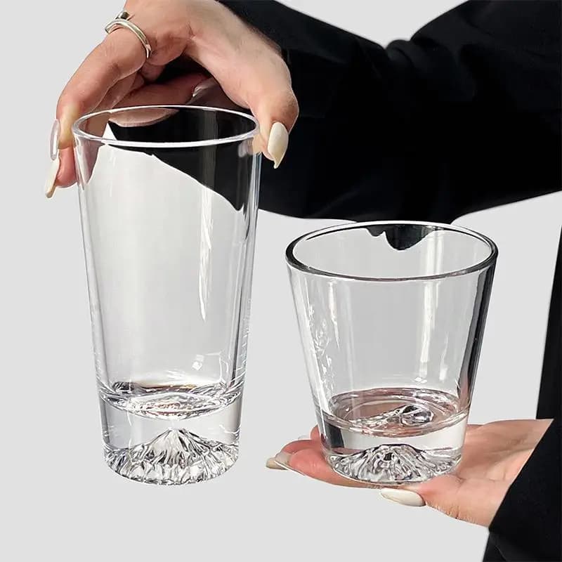 Bicchiere in Cristallo Mountain View da 310ml/350ml, Bicchiere Creativo per Whisky, Bicchiere per Cocktail Domestico, Bottiglia d'Acqua, Bicchiere da Vino