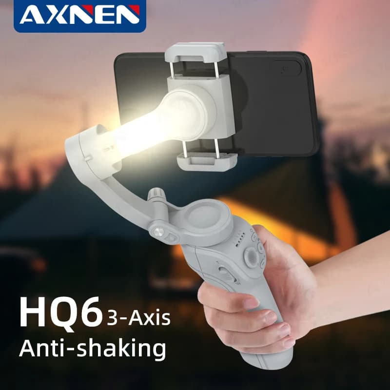 3 axis portable cardanic stabilizer for smartphones with filling light for iPhone Android Face Tracking Tiktok Vlog Smart Gimbals HQ6