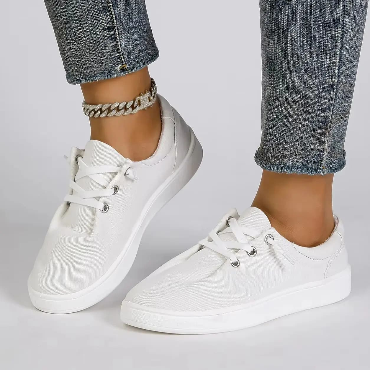 Sneakers Bianche Stile Coreano Ins-Style, Scarpe Casual Leggere con Suola Morbida per Pendolari, Scarpe Basse Versatili per Studenti