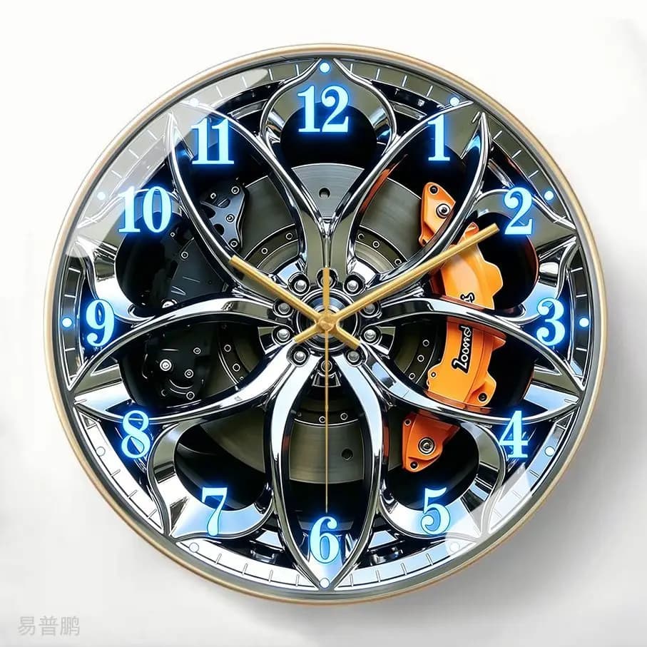 Orologio da Parete Industriale Silenzioso con Diametro di 35 Cm, Orologio al Quarzo Creativo con Mozzo Luminoso per Decorazione Soggiorno e Camera da Letto