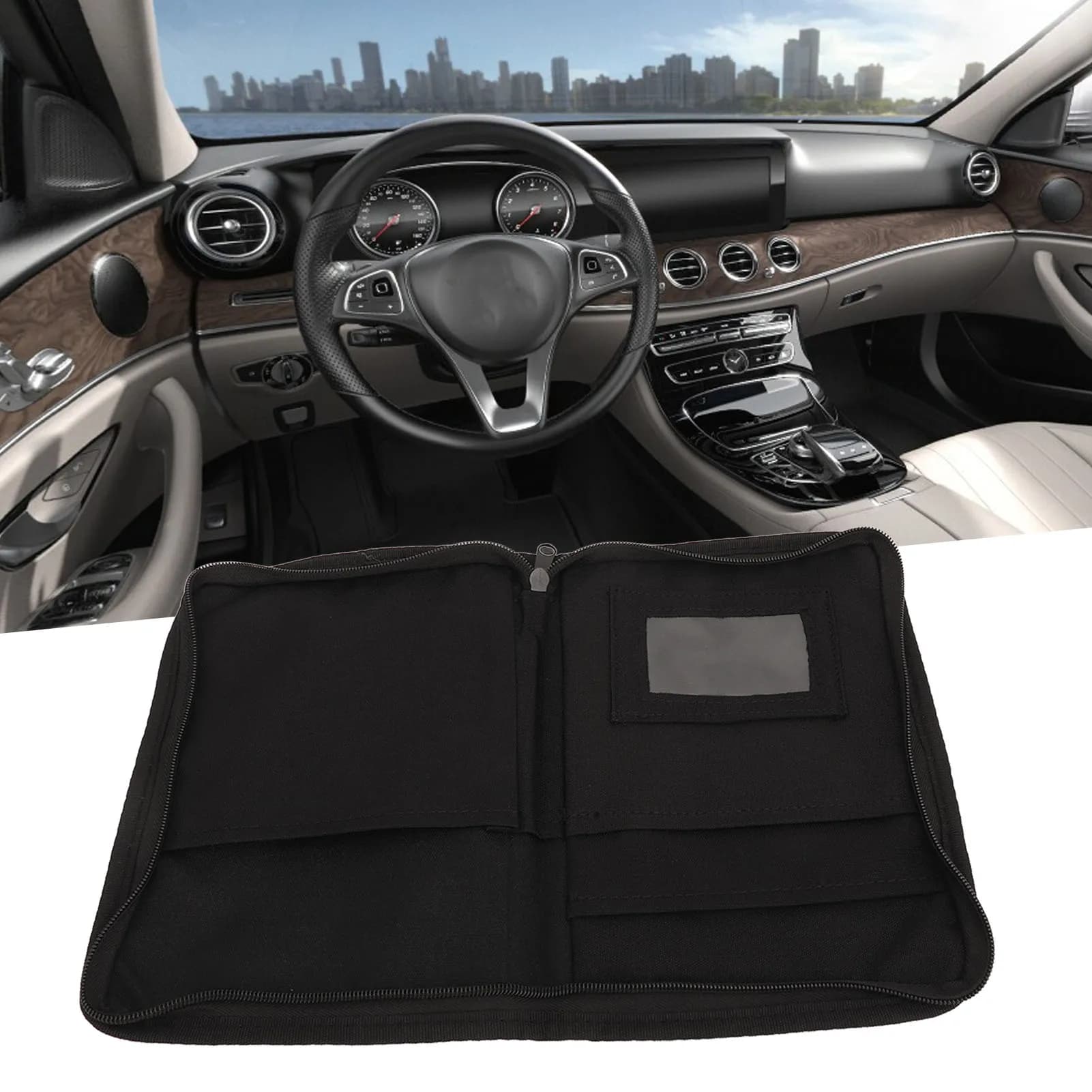 Organizzatore Multifunzionale per Documenti Auto con 6 Tasche, Impermeabile, Facile da Pulire, Organizzatore per Vano Portaoggetti, Cartella Multiscomparto