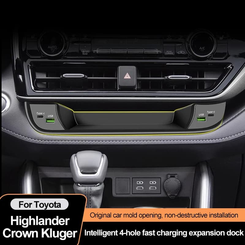 Docking station per auto per Toyota Highlander Crown Land Cruiser 45W Caricatore rapido USB Type-C Shunt Hub Alimentato Splitter Estensione