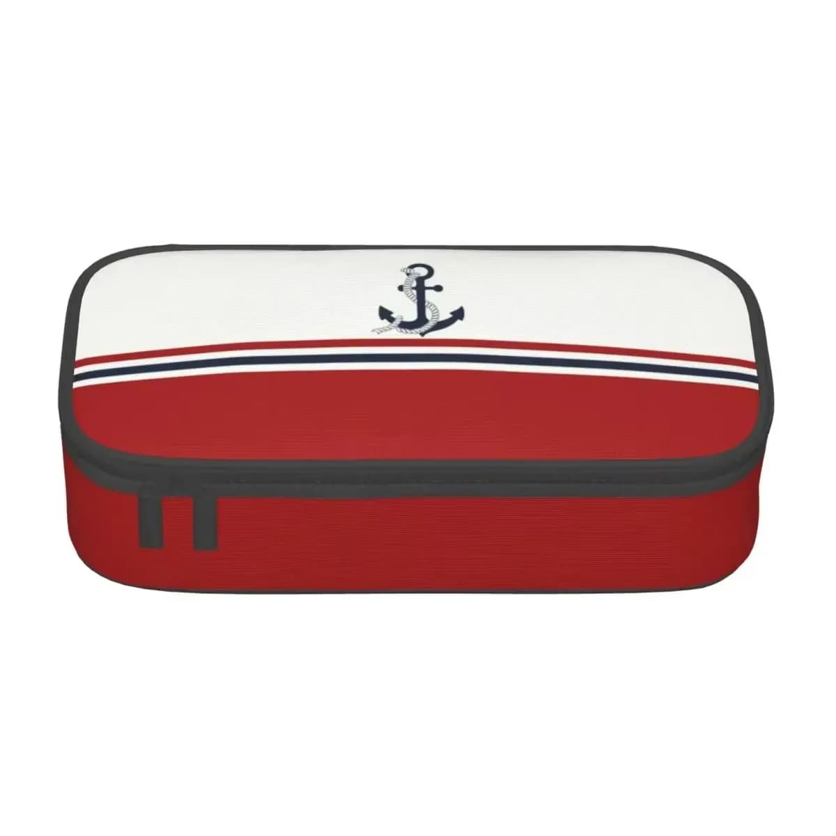 Astuccio per matite personalizzato Kawaii con strisce blu navy con ancoraggio nautico per ragazze e ragazzi, grande borsa per penne, scatola di cancelleria
