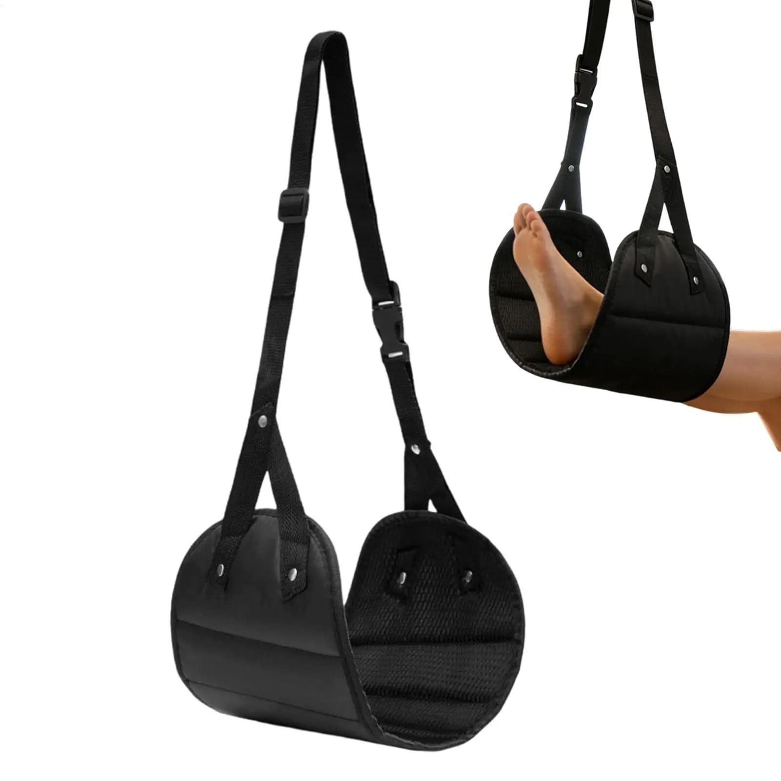 Poggiapiedi per Aereo con Cinghia Regolabile, Supporto Gambe Portatile a Amaca, Accessori da Viaggio Perfetti