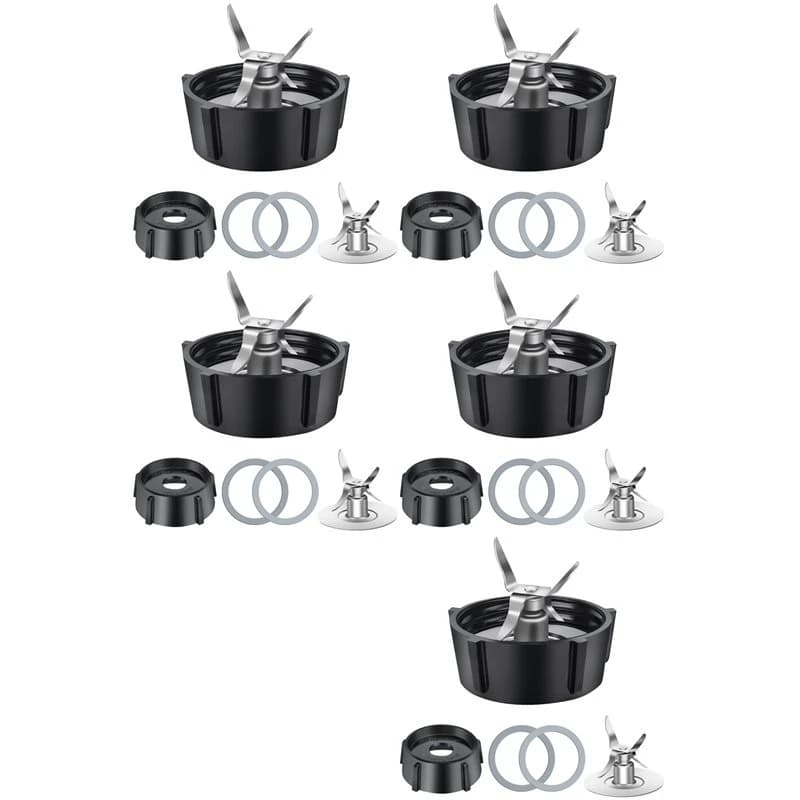 ABLD 5X Replacement Parts For Oster Osterizer Blender, 4 Point Fusion Blades Assembly With 10 Piece Rubber Seal Gasket 4961