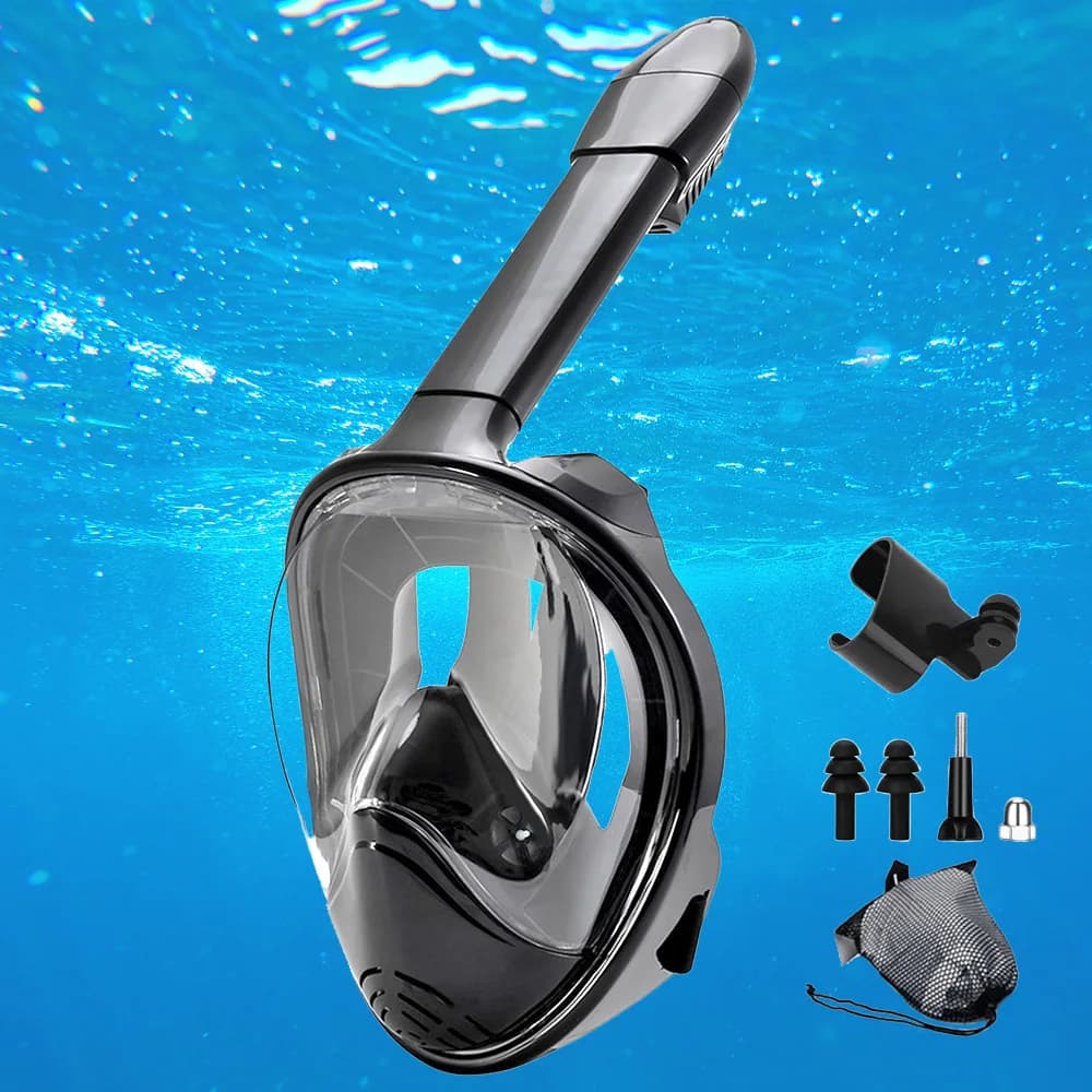 Integral snorkeling mask with support for detachable camera, snorkeling mask for swimming and diving wide anti-lost sight for young adults