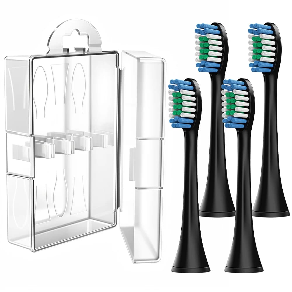 Scatola da viaggio per testine di spazzolino e 4 testine di ricambio compatibili con lo spazzolino elettrico Philips Sonicare, per 4100 2100 5300
