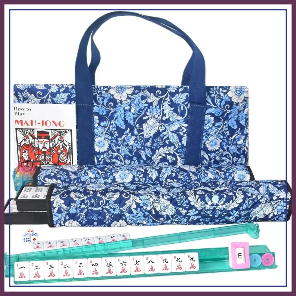 Set Completo di Mahjong Americano, 166 Tessere Bianche Premium, 4 Supporti/Spingitori, Borsa per il Trasporto