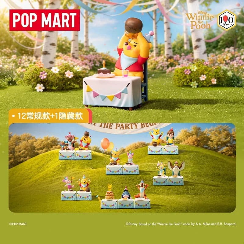 POPMART Disney Winnie The Pooh Let Is Party Series Blind Box Original Toys Guess Bag Mystery Box Doll Anime Figure Ornament