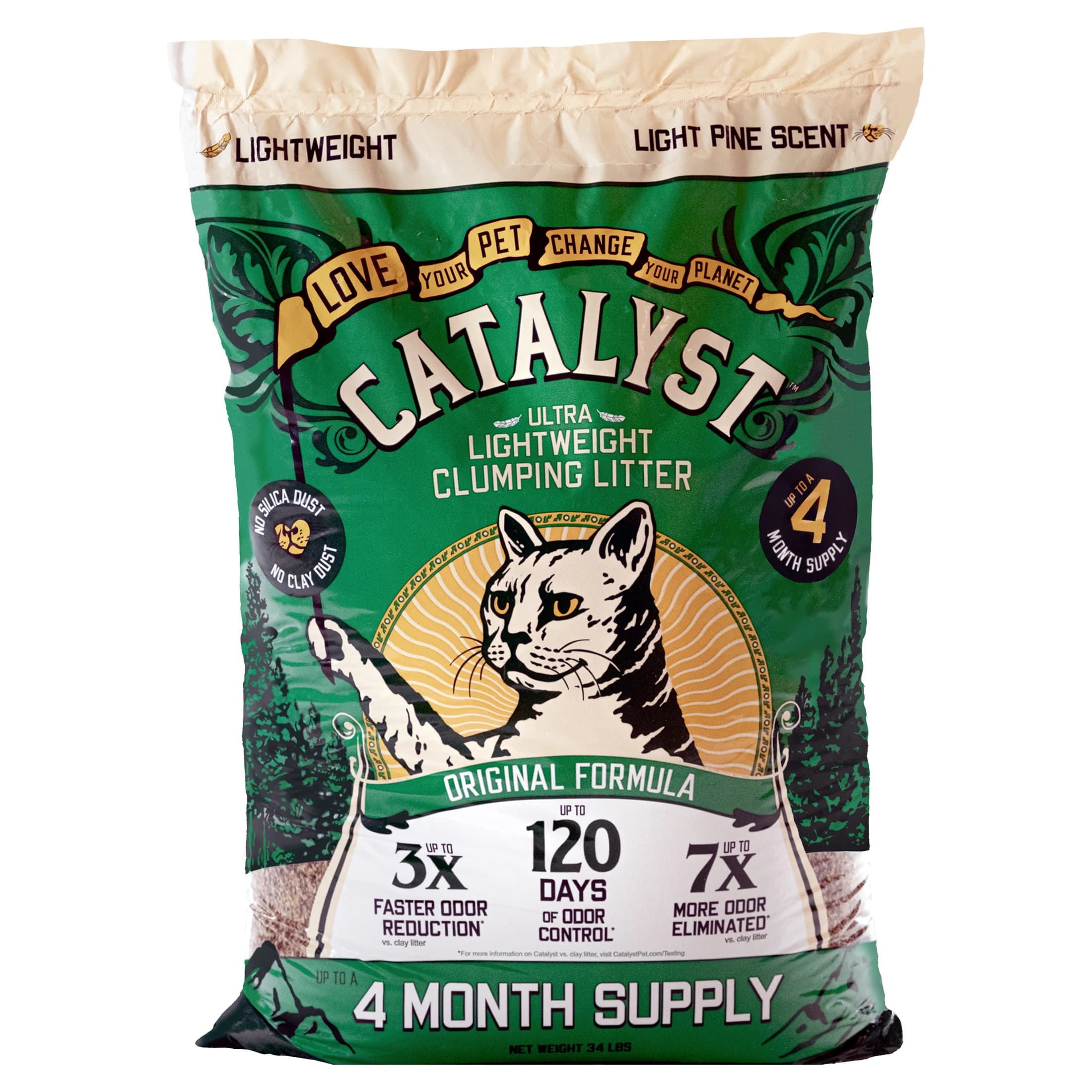 Natural Softwood Clumping Cat Litter Original Formula 34 Pound Bag