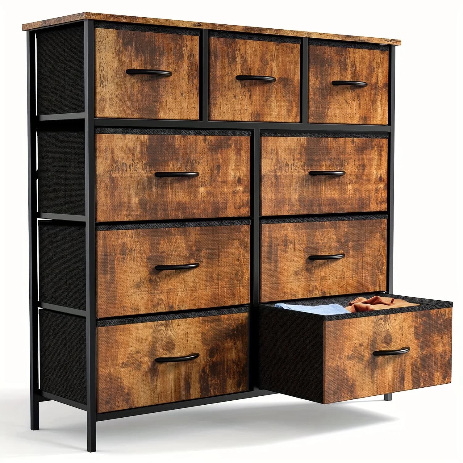 Mobiletto espositore per la casa a 7/8/9 cassetti, Armadio contenitore, Torre portaoggetti alta in tessuto per toeletta, con piano in legno, Adatto