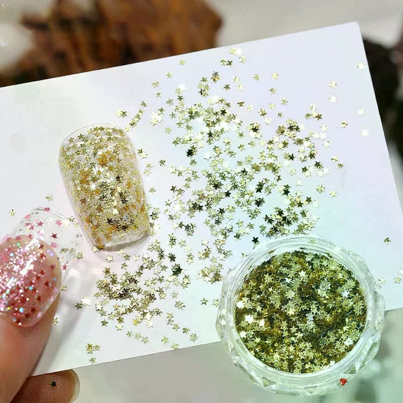 1Jar 1mm Mini Sparkling Star Nail Glitter Sparkling Nail Decoration Nail Salon Design Cute Accessories DIY Nail Art Design