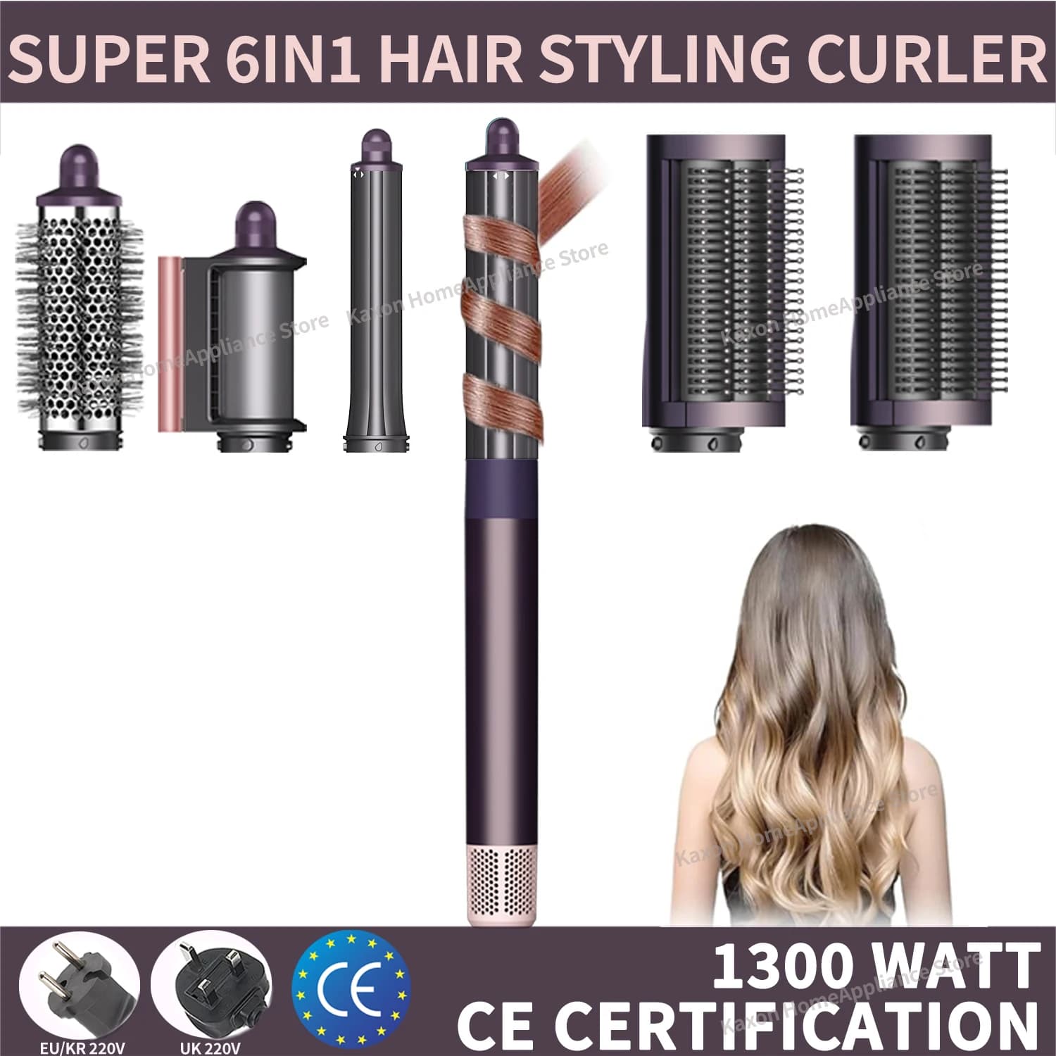 220V Haircut Bigodino 6In1 Multi Hair Styler Iron Hairpin Brush 20/30mm Hot Air Brush Automatic Hair Dryer Brush for Soft Smooth HairDrye