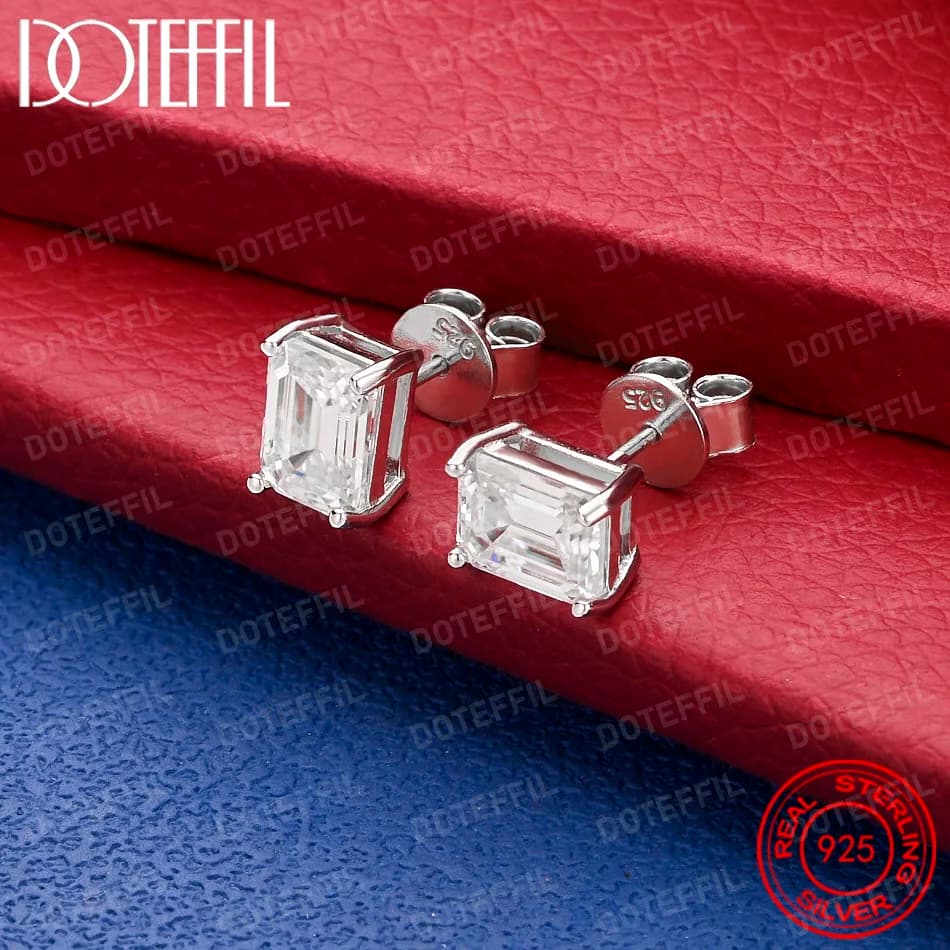 Orecchini Quadrati in Argento Sterling 925 con Moissanite 2-4CT D VVS1 e Certificato GRA per Donne, Gioielli Raffinati per Matrimoni e Feste