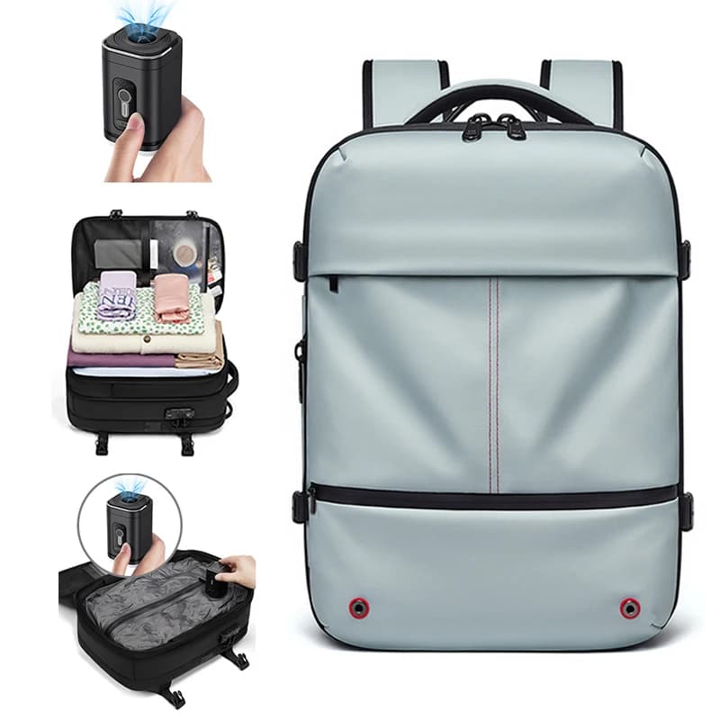 Zaino da viaggio per donna Zaino per laptop con compressione sottovuoto da 16 pollici Zaino per scuola con ricarica USB Zaino per escursioni all'aperto esteso