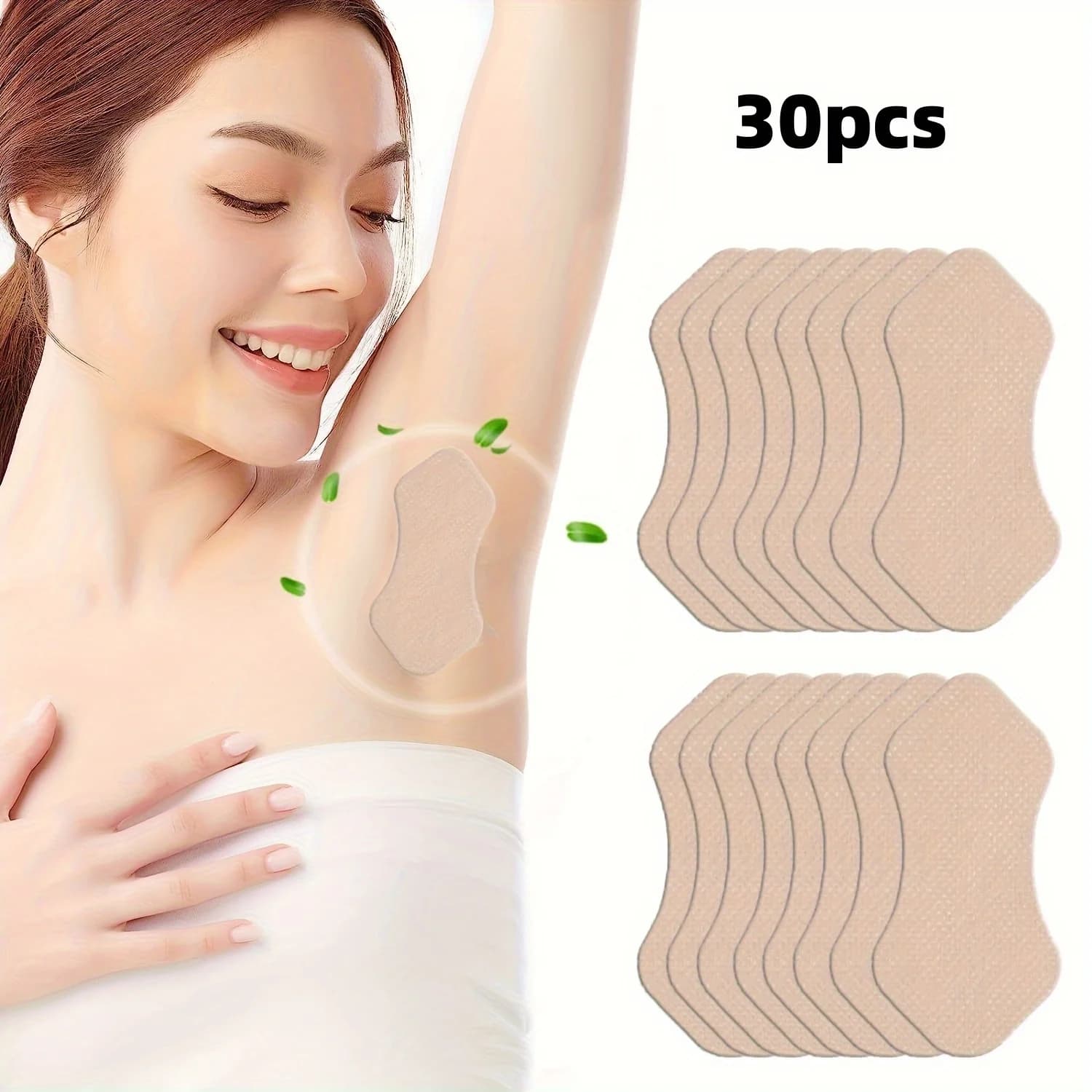 Pack of 30 Invisible Self-Adhesive Sweat-Absorbing Tablets to Neutralize Odors - Disposable Underarm Pads, No Traces, Perfect for Underarms and Feet - Ideal for Gym, Travel, Daily Use - Suitable for All Genders