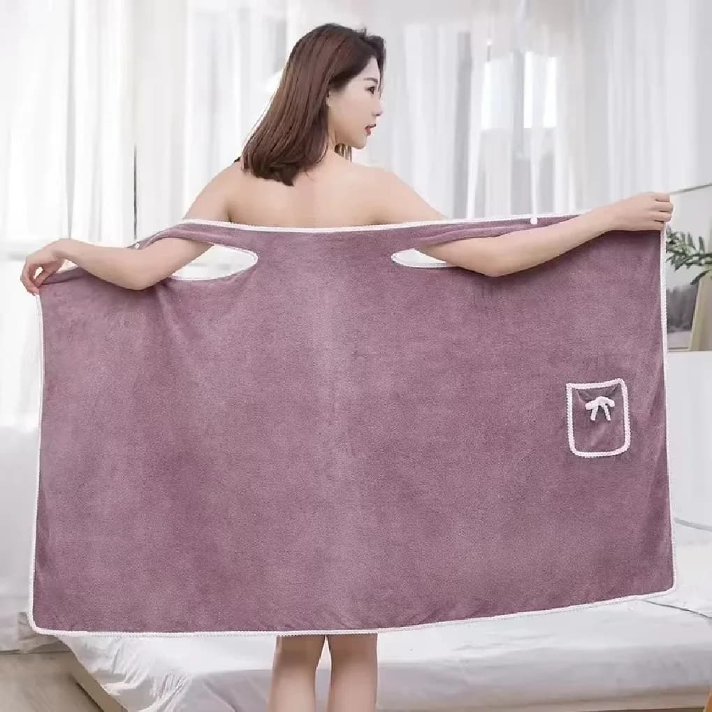 Accappatoio Multifunzione da Donna 80*135 cm, Sexy con Spalline e Top a Tubo, Utilizzabile come Asciugamano, Morbido e Assorbente in Pile Corallo