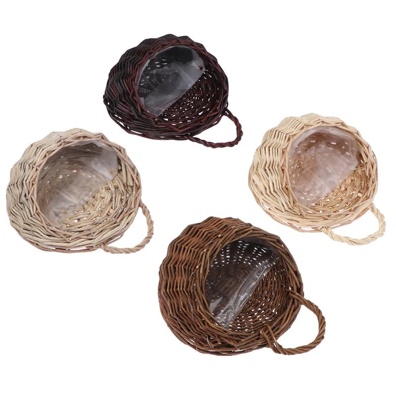 Wall flowerer in wickers for hanging wall rattan basket for plants