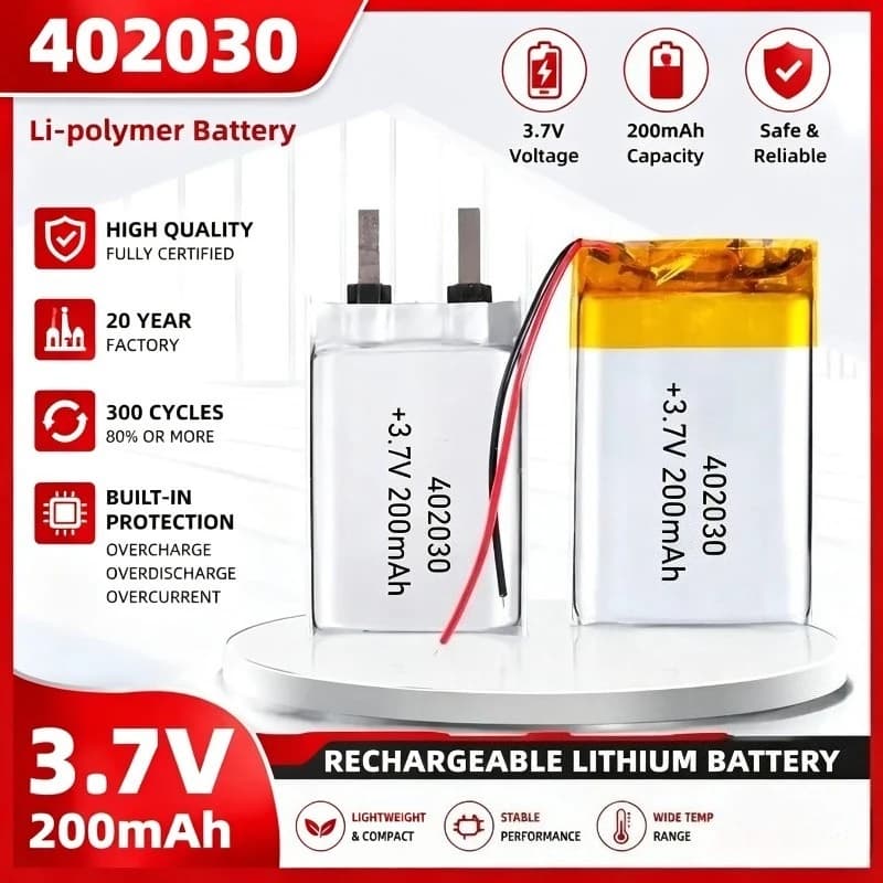 402030 200mAh 3.7V Lithium Polymer Battery for Smart Bracelet Voice Recorder GPS Tablet PC Pet Training Tool Webcam