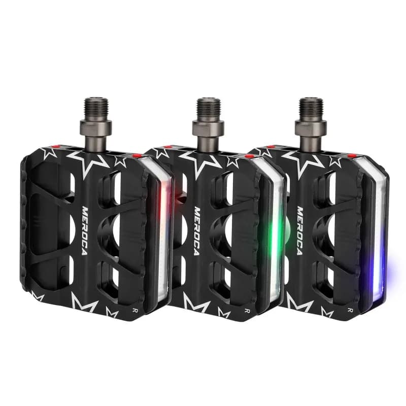 Colorful lights for bikes Pedal for mountain bike Aluminum alloy Seven kinds of lights Bike parts for bicycles visible at 360 degrees