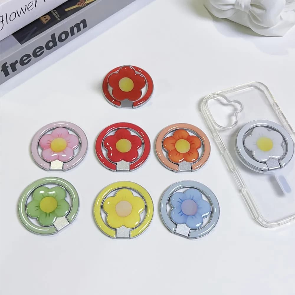 Flower Magnetic Foldable Kickstand Phone Ring Holder Anti-drop Phone Grip Stand Universal Desktop Bracket For iPhone Samsung New