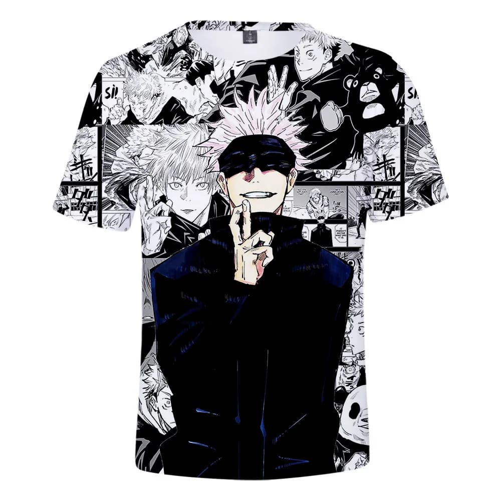 Magliette estive per bambini e uomini Anime giapponesi Jujutsu Kaisen Gojo Ragazzi T-shirt estiva oversize Harajuku Casual Sport Streetwear