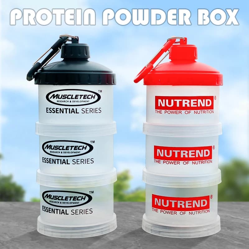 3 Layer Portable Powder Protein Box Dust Box With Embedding Fitness Integrator Bottle Handle Layer Storage Medicine Box Snack Can