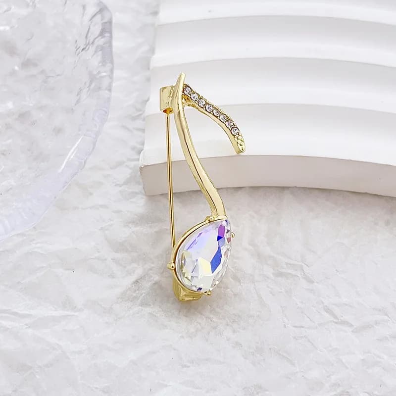 Korean Elegant Musical Notes With Rhinestone Brooch Men And Women Suit Music Symbol Brooch Silk Scarf Buckle Sweater Coat Pin