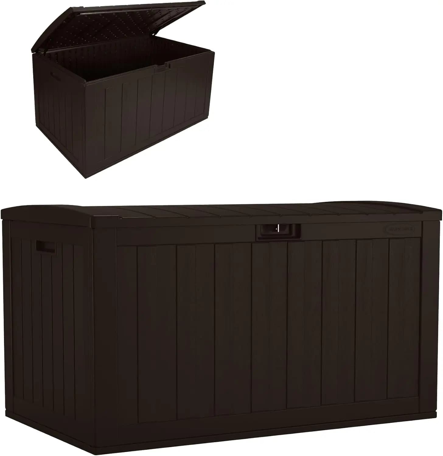 Baule da Esterno Extra-Large per Patio con Coperchio Bloccabile, Contenitore in Resina da 500 Litri per Cuscini, Attrezzi da Giardino e Altro, Java