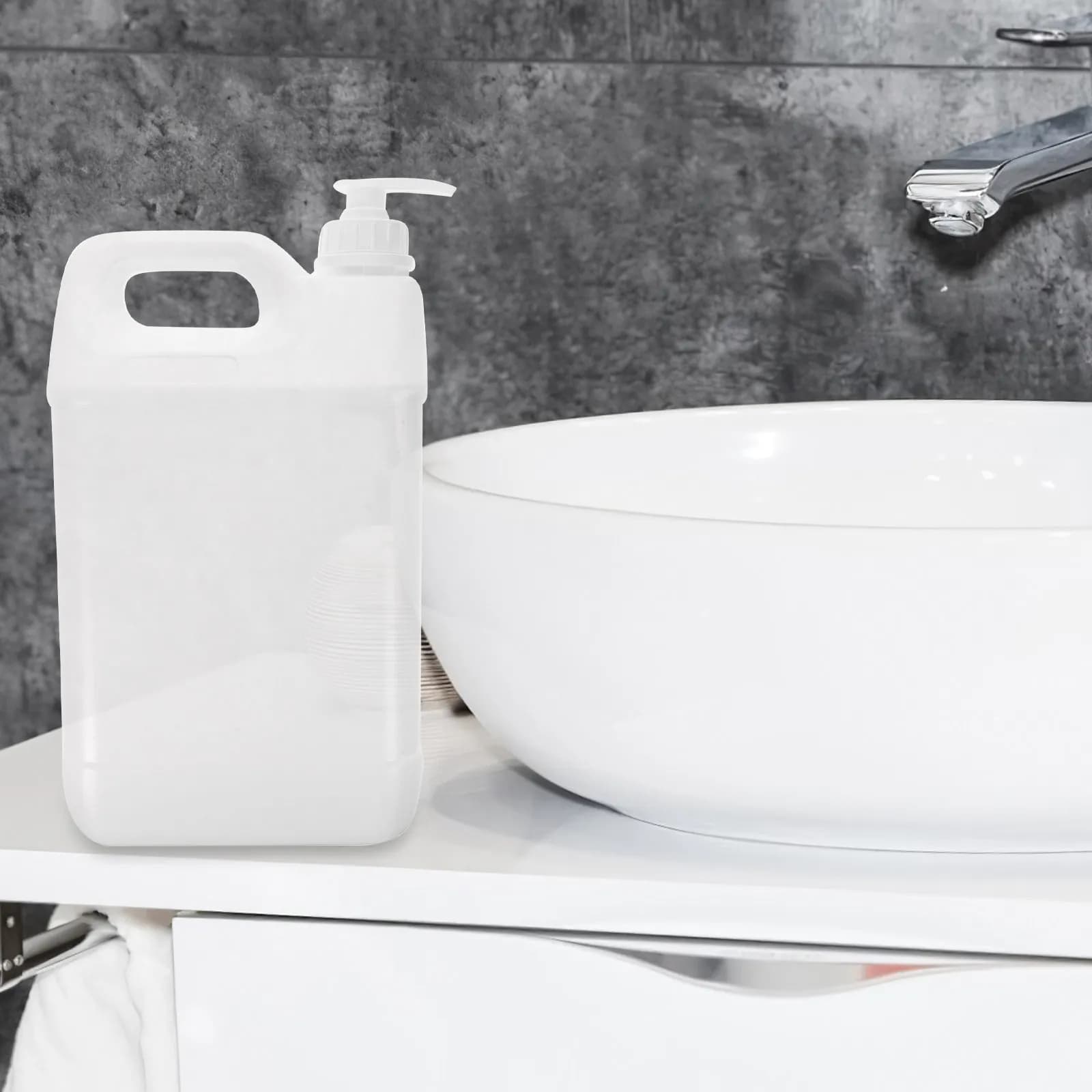 5L Premium Empty Square Pump Bottle with Press Dispenser for Liquid Soap Toiletries Cosmetics Refillable Travel Friendly
