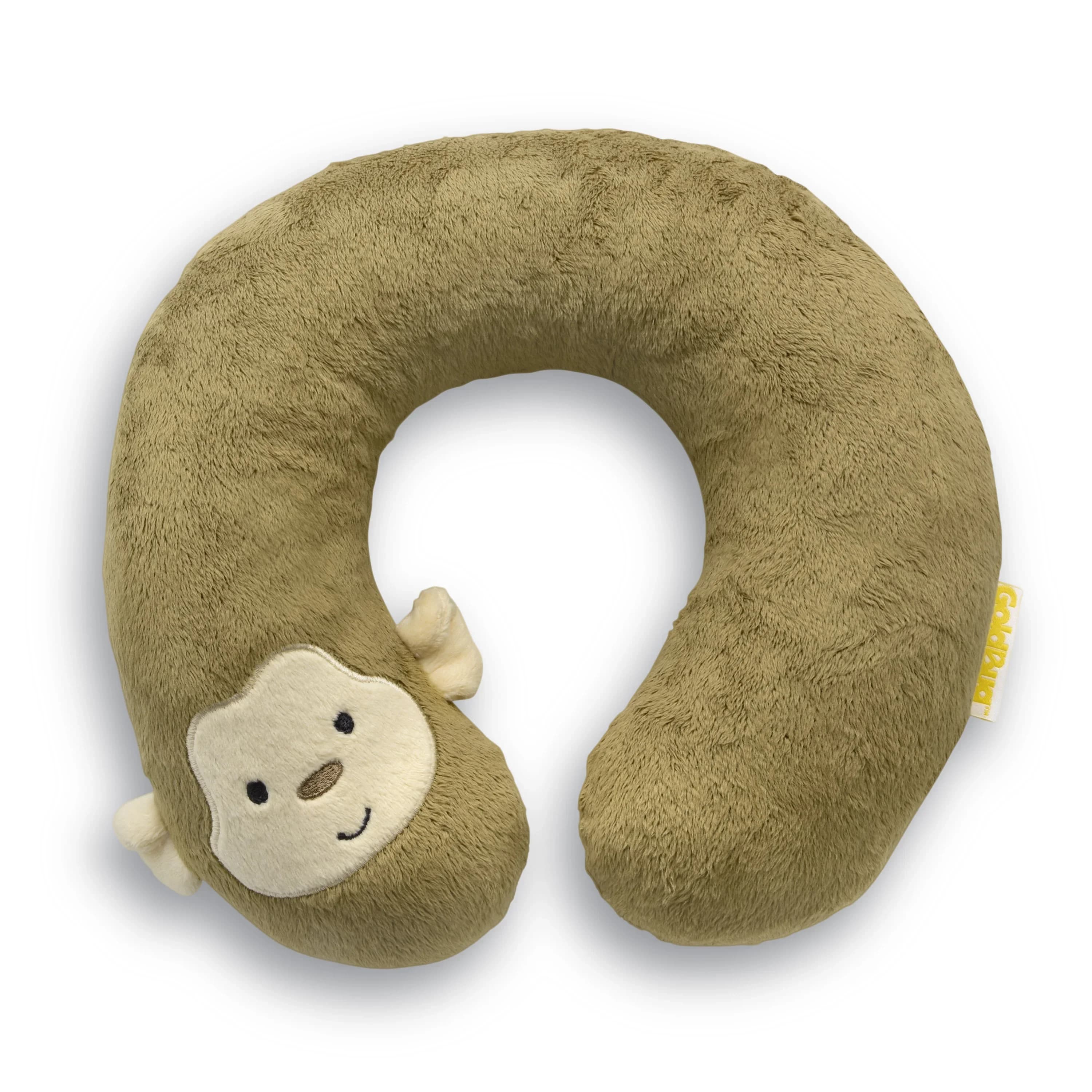 Travel pillow for toddler head and neck support with cute monkey design ergonomic soft cushion