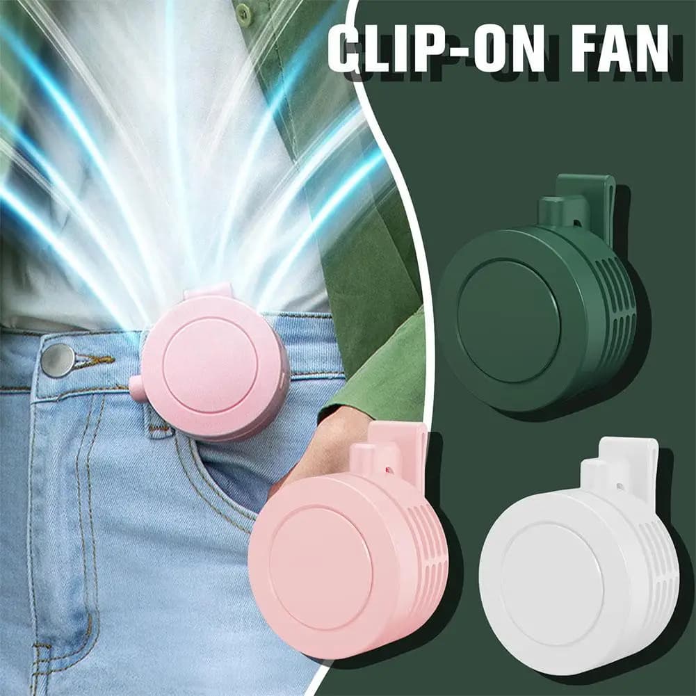 Ventilatore portatile Ventilatore da collo indossabile con clip Ventilatore da cintura a 3 velocità alimentato da batteria ricaricabile Ventilatore tascabile ricaricabile USB da 360 gradi