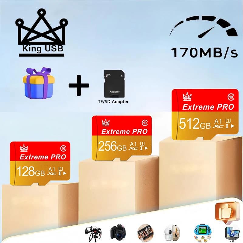 Micro TF SD Card TF Cards Memory Card SD Cards 512GB 32GB 64GB 128GB Fast Read Write Class 10 V30 for Dash Cam Surveillance