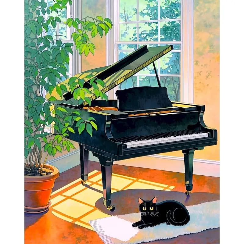 GATYZTORY Piano Paint By Numbers On canvas Picture Drawing Landscape Easy Acrylic on Canvas Home Wall Decor Picture On Numbers