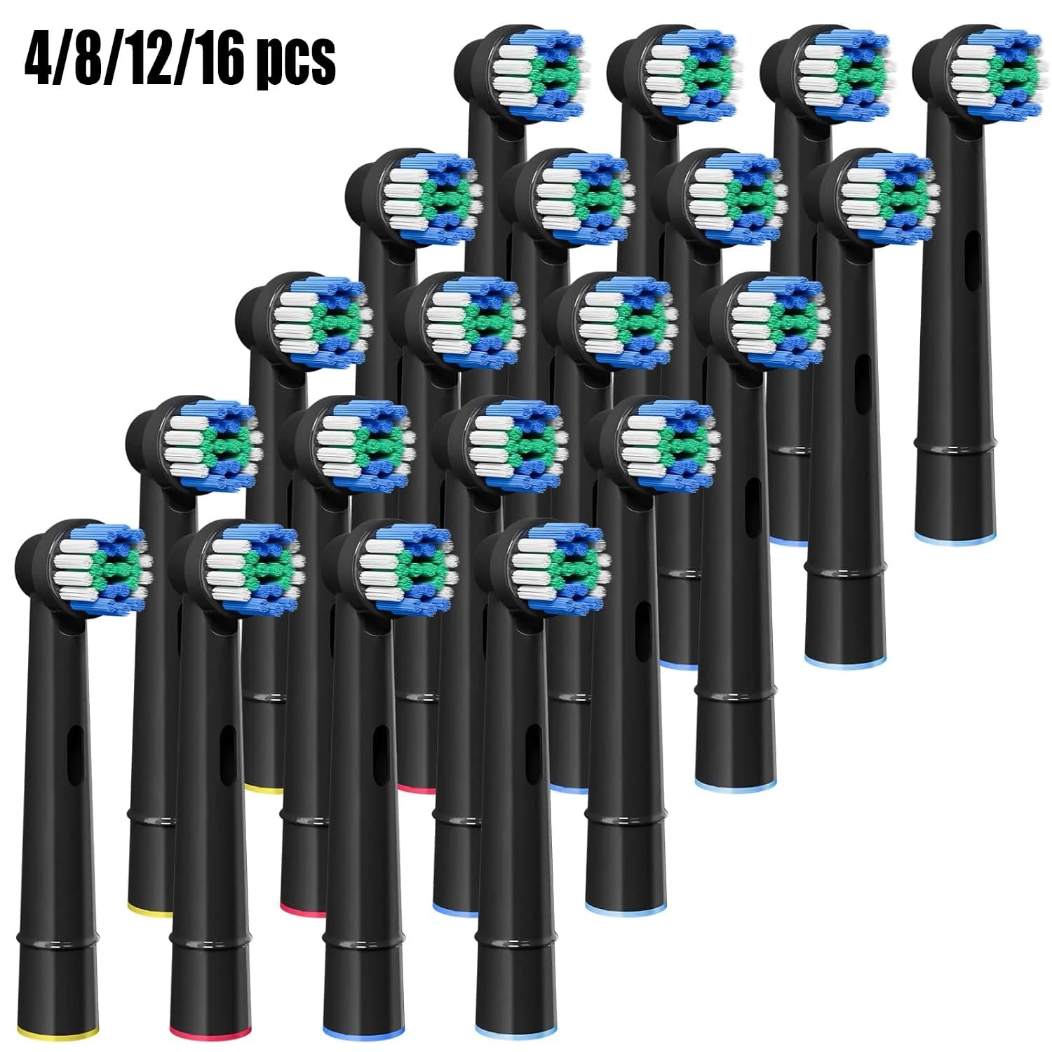 4/8/12/16 black toothbrush spare heads compatible with Oral-B Braun electric toothbrush heads