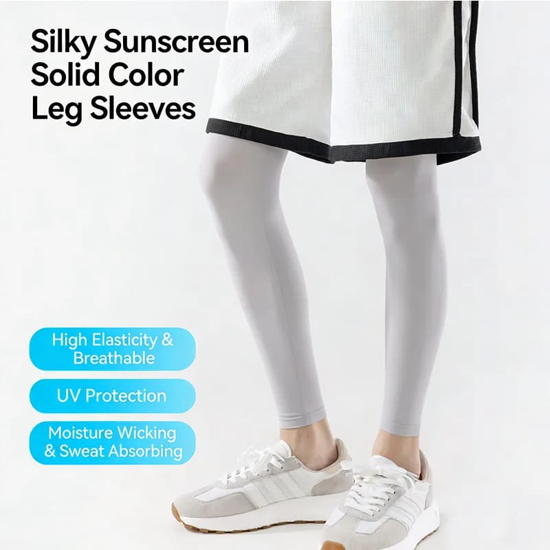 1 Paio di Coprigambe in Seta Ghiacciata Anti-UV Traspiranti, Protezioni per Gambe Unisex Elastiche per Corsa, Protezione Solare, Basket e Ciclismo
