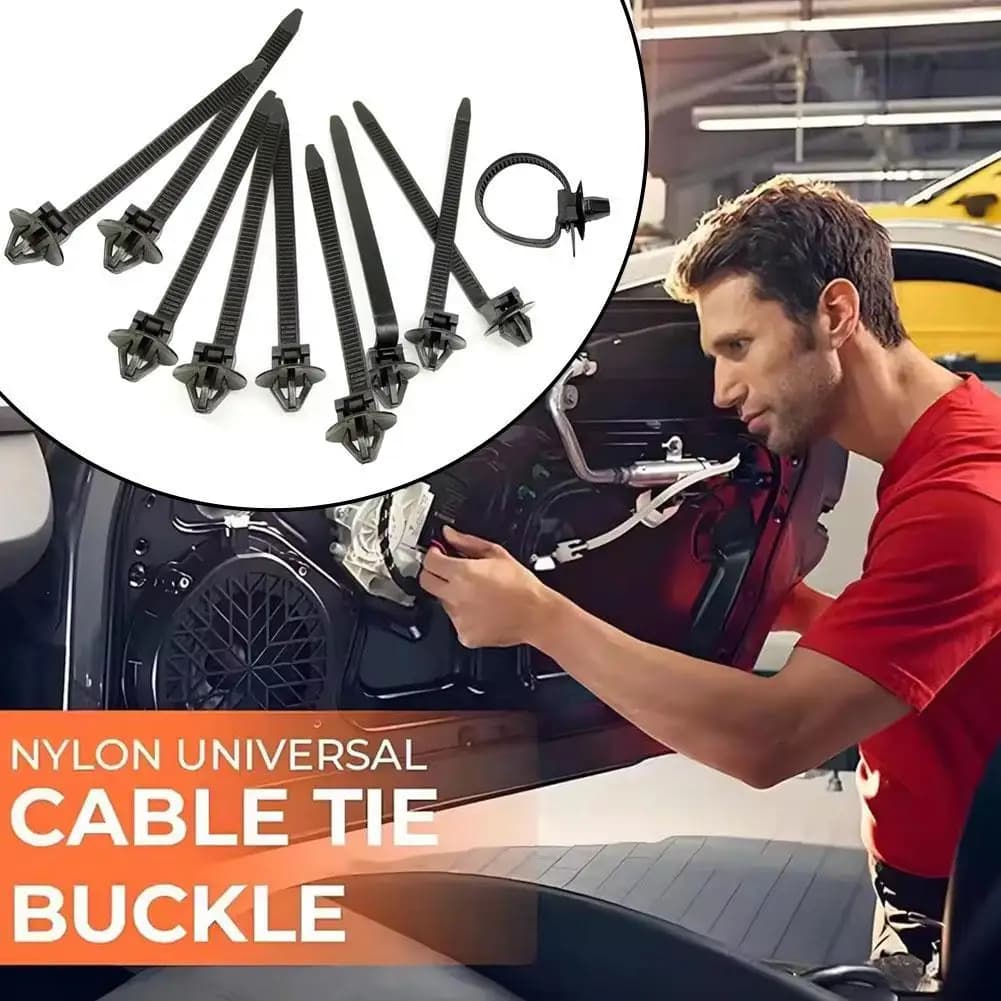 Fascetta per cavi in nylon con testa aeronautica nera da 10 pezzi per fascetta per cablaggio con serratura a spinta per auto, resistenza alla trazione pesante, cablaggio del veicolo