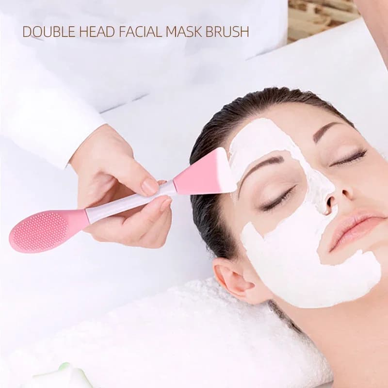 Spazzola e Spatola 2 in 1 in Silicone per Pulizia Viso e Maschera, Strumenti per Pulizia Profonda, Esfoliante per Pori, Cura della Pelle del Viso