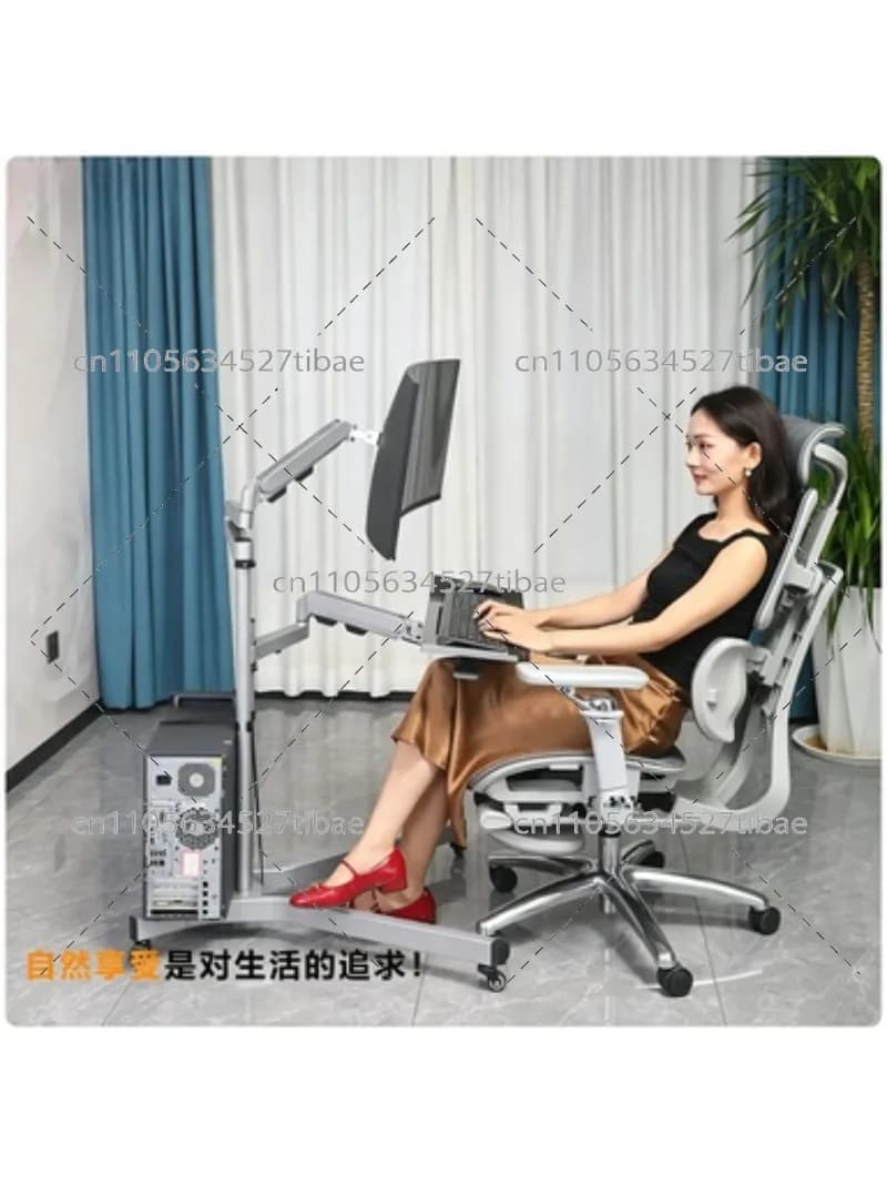Mobile Bedside Computer Desk with Monitor Stand, Multifunctional Office Keyboard Bracket