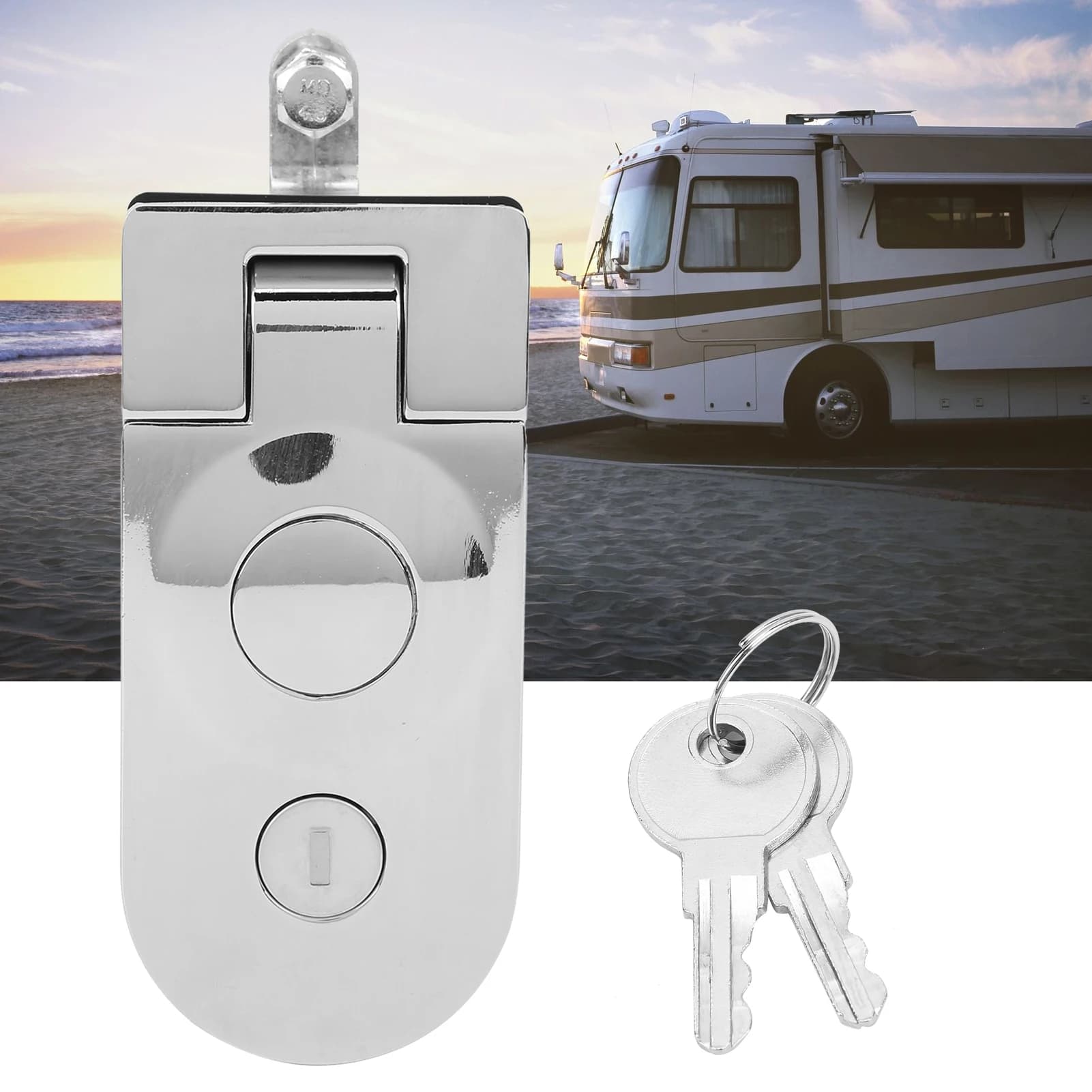 Serratura a Compressione in Lega di Zinco Resistente con 2 Chiavi per Cassette degli Attrezzi, Camper, Yacht, Bauletti, Contenitori per Rifiuti, Porte di Magazzini, Sicurezza