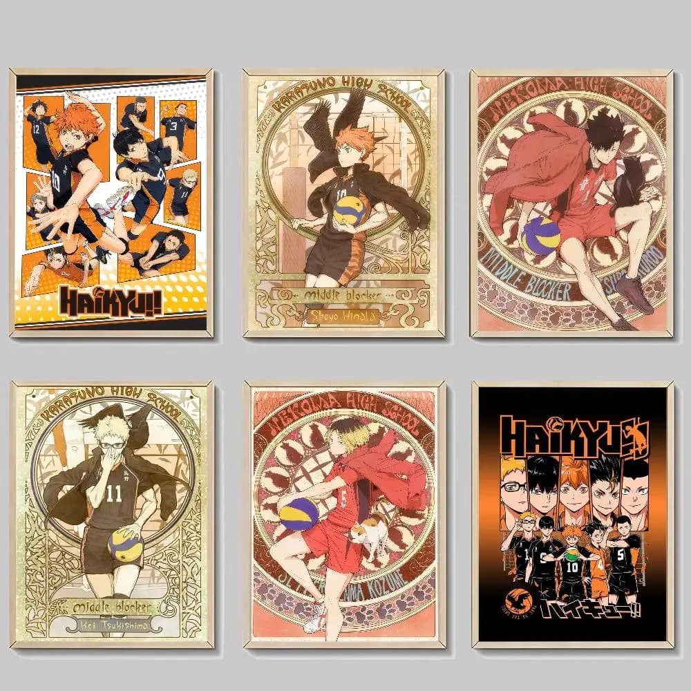 H-Haikyuu Anime Volleyball Whitepaper Poster HD Quality Poster Wall Art Painting Study Room Wall Decor