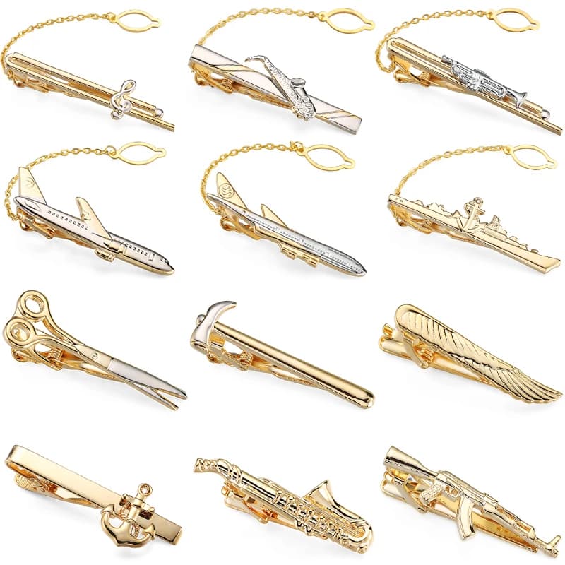 High quality music saxophone battleship aircraft tie clip fashionable men's tie accessory design carved horse tie clip