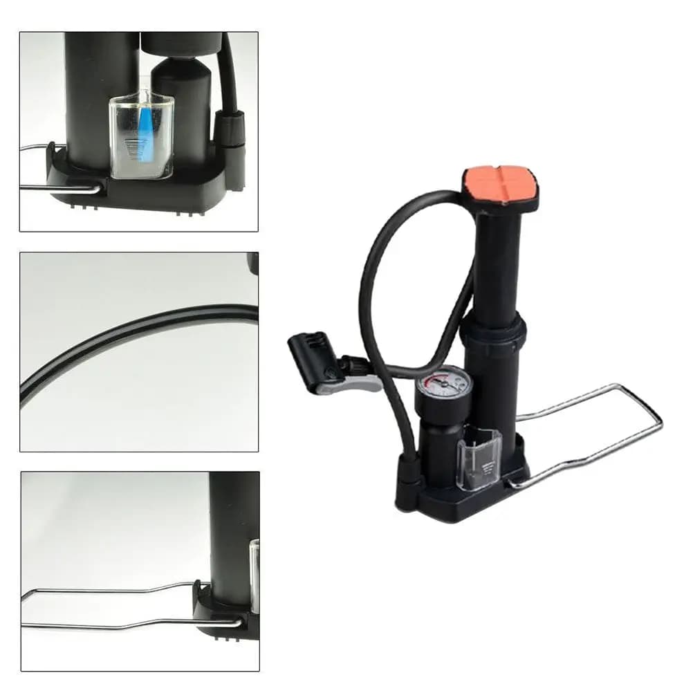 Pompa a pedale portatile mini da 1 pezzo per bici, pallacanestro, calcio, gonfiatore ad alta pressione con manometro 100Psi, materiale ABS, multifunzione